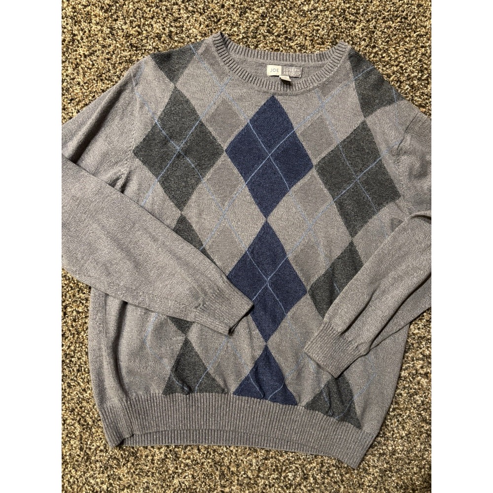 Joe Joseph Abound Men's Argyle Gray Sweater Large‎